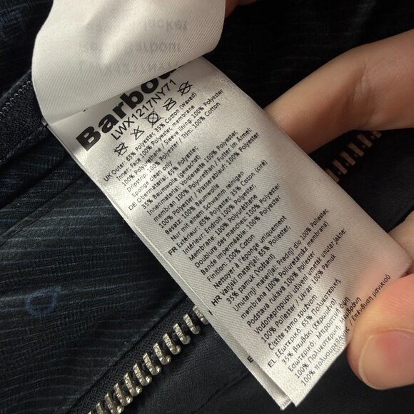 Barbour Retail Beadnell Jacket Waxed Women Full Zip Blue Hooded Size US 4 Adult - Picture 13 of 16